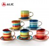 350cc Hand Painting Cup Saucer Set High Quality Cheap Stoneware Cup And Saucer For Daily Use
