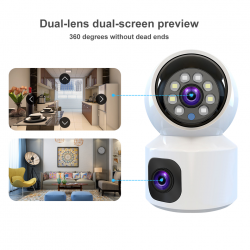 Caméra de surveillance double objectif 1080P sans fil